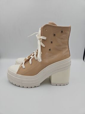 Converse Beige Platform Lace-Up Ankle Boots with White Sole